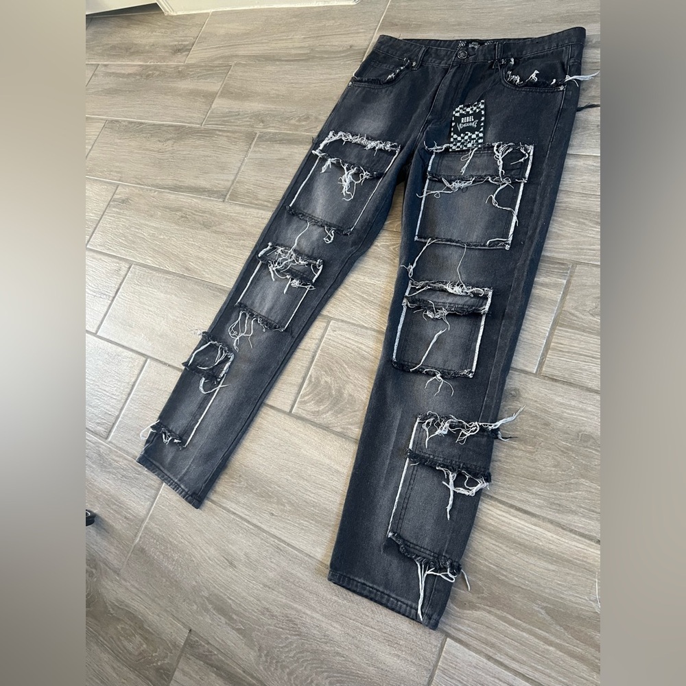 Rebel Vengeance Men’s Rock Punk Distressed Jeans - Picture 2 of 14